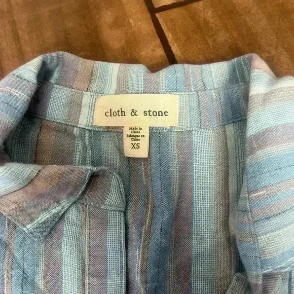 Cloth & Stone Striped Button Down Chambray Shirt Dress XS - Picture 4 of 4